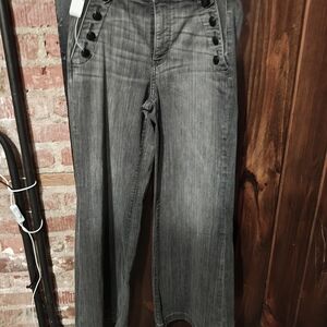 White House Black Market Charcoal Wide-Leg Jeans